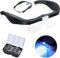 Lente Ingrandimento con Luce Led per Ricamo Lettura Hobbisti, Usb Ricaricabile Occhiali Ingrandimento Montata Sulla Testa 5x 3.5x 2.5x 1.5x Professionale per Anziani Ipovedenti Mani Libere
