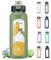 BLUEGO 700ml Trinkflasche Glas mit Strohhalm und Griff Auslaufsichere Wasserflasche mit Silikonhülle und Messskala Sport Glaswasserflasche BPA frei, Oliver