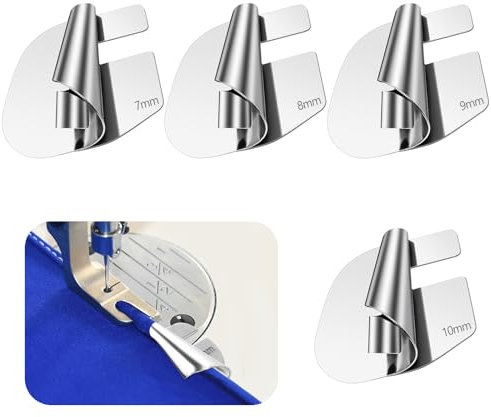 Andibro 4 Stück Nähfüße Sewing Rolled Foot Set, 7/8/9/10mm Nähmaschinen Zubehör Edelstahl Nähen Rolled Saum Presser Fuß Universal Näh Rollsaumfuß Set Gebogener Rollsaumfu für Zuhause Nähmaschinen