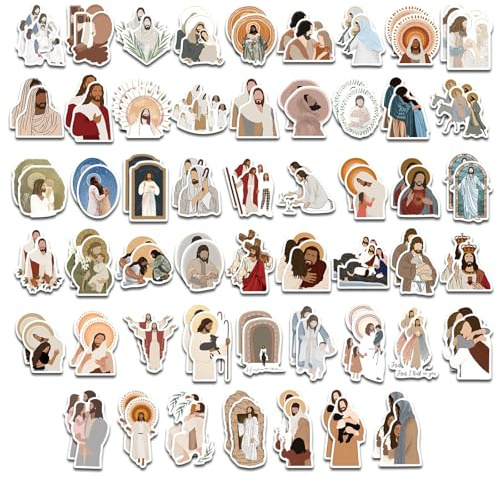 104 Adesivi Gesù, Cristiani Estetici Religiosi Impermeabili Biblici - Regali in Vinile per Laptop, Chitarra, Bottiglia d'Acqua