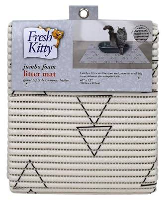 Fresh Kitty Alfombrilla de espuma duradera XL Jumbo – Libre de ftalatos y BPA, resistente al agua, atrapa la arena de la caja, control de dispersión, alfombrillas fáciles de limpiar – Triángulos