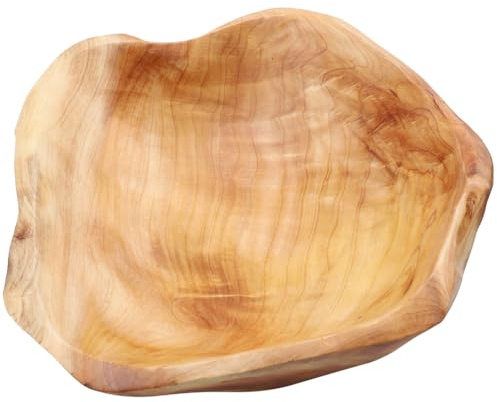 Cabilock Rustic Hand-Carved Wooden Fruit Bowl 7.95 Inch Serving Plate for Snacks Salad and Home Decor Multipurpose Wood Serving Tray for Kitchen Living Room