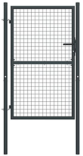ShGaxin Puerta de Malla de jardín Acero galvanizado Gris 400x125 cm, Puertas para Jardin, Puertas De Exterior, Valla Jardín, Rejas para Puertas De Entrada145774