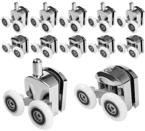 Duschdörr rullar 10 st duschdörr rullar zinklegering duschdörr hjul 23 mm böjda duschrullar med anti-kollisionsblock badrum dörr hjul