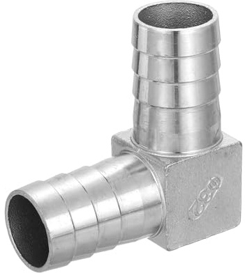 sourcing map Raccord de tuyau cannelé à 90 degrés de 32 mm, adaptateur de tuyau en L en acier inoxydable 304 pour systèmes de vide, connexions industrielles, équipement pneumatique, argenté