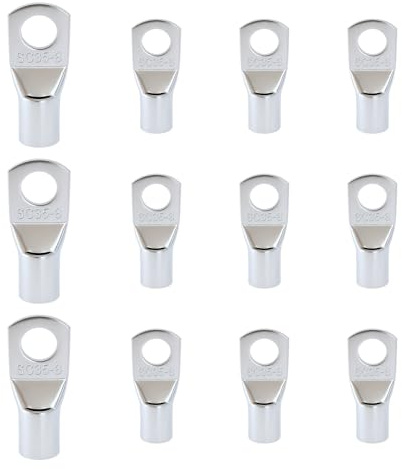 12 st. 35 mm² M8 ögonhylsor, oisolerade kopparterminaler, elkabelanslutningar, ögonhylsor för bil, båt, DIY, elektriska kabelanslutningar