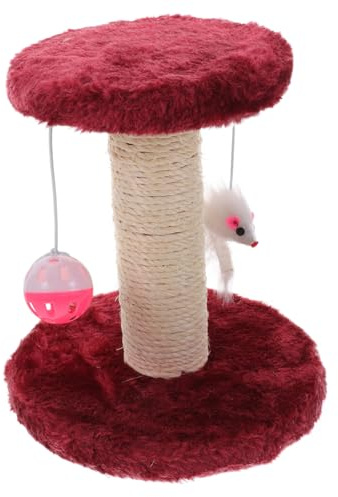 ROMISBABA Griffoir pour Chat Intérieur Double Couche Balles Suspendues en Peluche, Colonne à Gratter en Sisal Résistante, Couleur, Jouet Vertical pour Chats Adultes Et Chatons