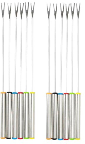 Alipis Fourchettes à Fondue Fourchettes Robustes à Manche Long en Acier Inoxydable Lot de 12 24cm pour Chocolat, Fromage, Fruits, pour Repas en Famille et Cuisson Hot Pot