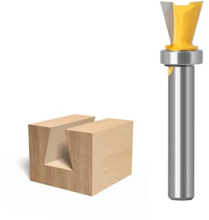 Dovetail Joint Router Bit 8MM Shank, 14 Degree Woodworking Milling Cutter Tools with Bearing 1/2 Inch Cutting Diameter