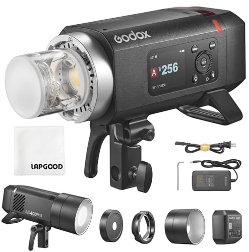 Godox AD400ProII AD400 PRO II Flash da 400Ws per Fotografia,Flash da Esterno AD400Pro II TTL GN72 HSS 1/8000 s,Tempo di Ricarica 0.01-1s,2.4G Wireless X con Lampada LED da 30W,Batteria da 2600mAh
