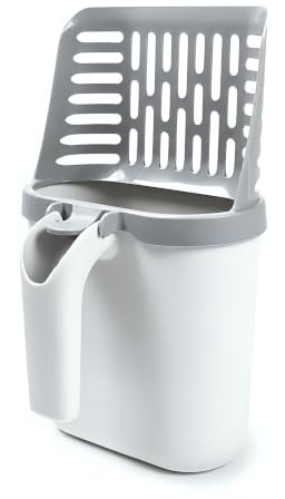 Fabater 2 i 1 Kattsandskärare och -låda, Integrerad Löstagbar Ströskyffel med Avfallsbehållare, Design Enkel Rengöring Integrerad Kattspade med Avfallsburk (med baffel och 8 rullar sopsäckar)
