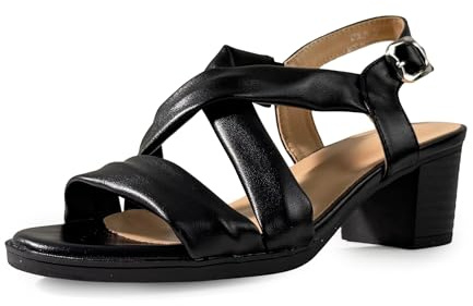 JOMIX Sandali Eleganti Donna con Tacco Largo Sandali Estivi con Fasce Incrociate e Cinturino Posteriore con Fibbia Scarpe Comode e Femminili per Ufficio Cerimonia e Tempo Libero