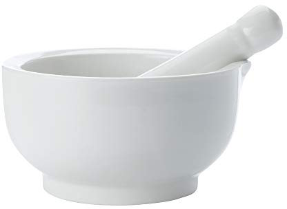Maxwell & Williams AA1940 Kitchen Mörser mit Stößel, Gewürzmörser, 9 cm, in Geschenkbox, Porzellan, Weiß