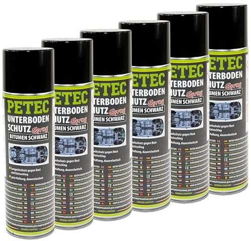 Petec_bundle 6X PETEC UNTERBODENSCHUTZ Bitumen Spray Steinschlagschutz SCHWARZ 500 ML 73150