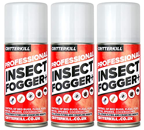 CritterKill Insect Fogger + | Total Release Automatic One Shot Fogging Insecticide for Fleas, Bed Bugs, Flies, Moths | 150ml (3 Pack)