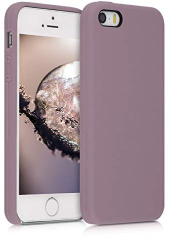kwmobile Hülle kompatibel mit Apple iPhone SE (1.Gen 2016) / iPhone 5 / iPhone 5S Hülle - Silikon Handy Case - Handyhülle weiche Oberfläche - kabelloses Laden - Grape