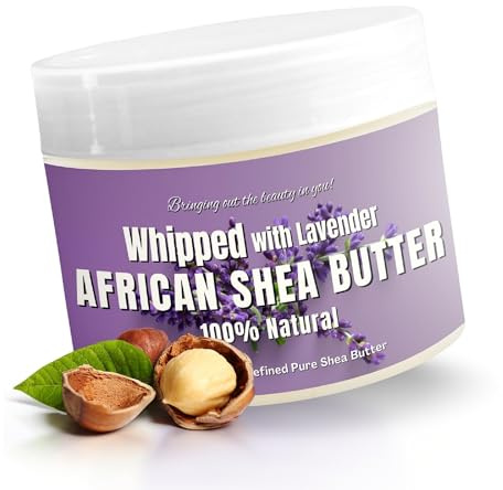 RA COSMETICS Whipped Shea Butter with Lavender Extract – 100% Unrefined Shea Body Butter from Ghana – Moisturizes Skin, Nourishes & Conditions Hair – Softens and Smooths Lips, Hands & Feet – 12oz