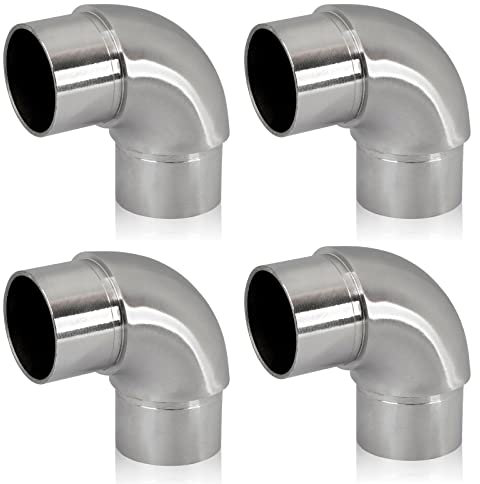 PRIOstahl Rundbogen Rohrbogen Bogen Rohrverbinder Steckfitting Verbinder Rund - 4 Stück Ø 33,7 mm für Rundrohre Rohr Handlauf Verbindung zum Stecken Geländerbau Rostfrei aus Edelstahl V2A