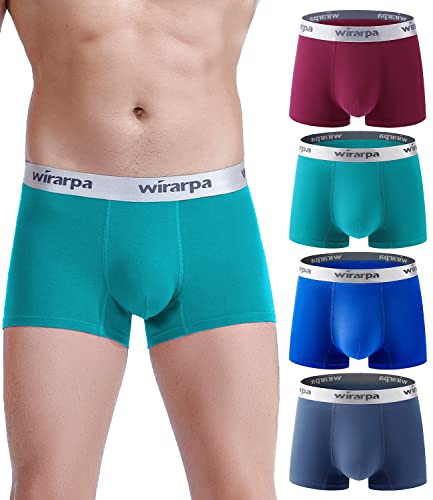 wirarpa Men's Hipster Boxer Shorts Cotton Stretch Underwear Trunks for Men Pack of 4
