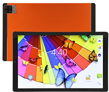 PUSOKEI 10 Zoll Android Tablets, Octa Core Prozessor, 6 GB RAM 256 GB ROM, IPS HD Touchscreen, 5 MP + 8 MP Dual Kamera, 3 Kartensteckplätze, 2,4G/5G WiFi, BT, Augenschutz, 7000mAh Akku(Orange)