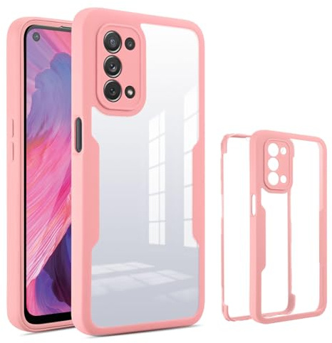 betterfon 360 Grad Hülle Kompatibel mit Oppo A54 5G / A74 5G | Handyhülle mit eingebautem Displayschutz für A54 5G / A74 5G | Rosa