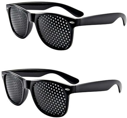 KOMUNJ 2 Stück Lochbrille Männer Frauen Leichter bequemer schwarzer Raster, schwarz