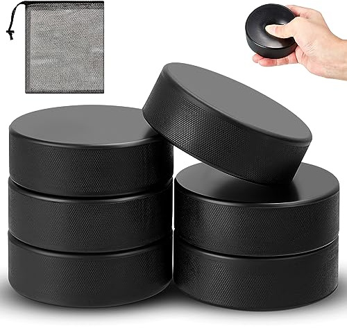 Liliful Dischi da hockey su ghiaccio sportivi, neri, 7,6 cm, per pratica e allenamento classico, con borsa in rete, per uso interno, leggero, per bambini e adulti, taglia ufficiale (10 pezzi)