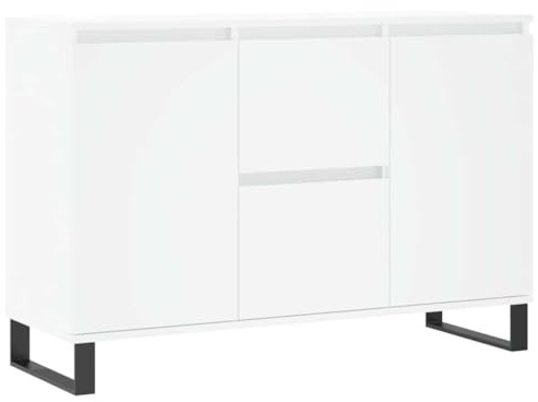 VidaXL Credenza Bianca in Legno Multistrato 104x35x70 cm, Mobile da Soggiorno Con Ante, Portaoggetti, Credenza Alta da Cucina