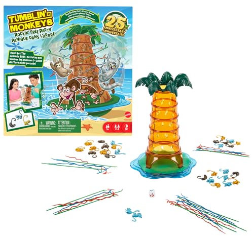 Mattel Games SOS Ouistiti : Panique dans l’arbre Jeu de société pour soirées en famille, soirées jeux, voyages et camping, HTW65