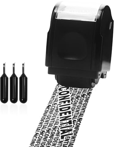 Privacy ID Address Blocker Stamp, Identity Theft Protection Roll Stamp, Privacy Security Theft Roller Stamp Personal Data Security Data Defender Roller Stamp (Black, S)