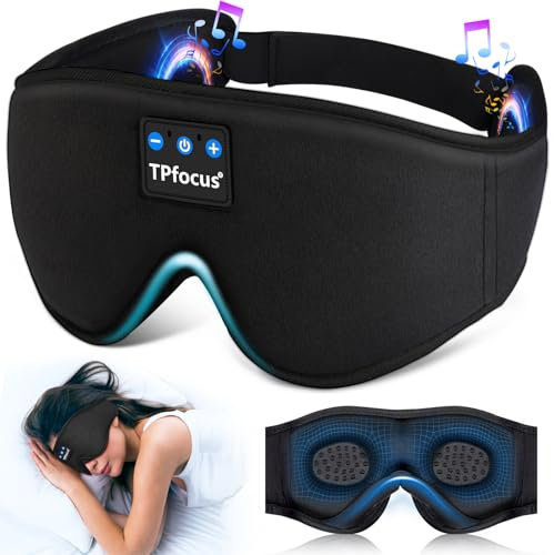 TPfocus 3D Antifaz Bluetooth ASMR Auriculares para Dormir Música Inalámbrica,Antifaces para Dormir Auriculares Ultrasuaves, Personas Que Duermen De Lado/Oficina/Viajes/Cumpleaños para Hombres Mujere