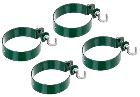 Alberts 855413 Schelle für Geflechtspannstäbe | verzinkt, grün kunststoffbeschichtet | Schellen-Ø 76 mm | 4er Set