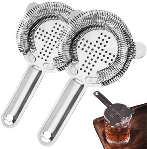 ZLXFT Cocktail-Sieb, 2 Stück, Edelstahl, 1 mm Maschenweite, Silber, L, Dishwasher-Safe, Getränkesieb