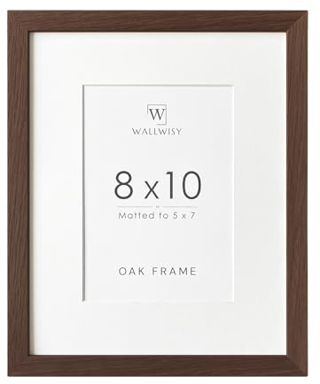 8x10 Picture Frame, Solid Oak Wood 8 x 10 Photo Frame with Mat to 5x7