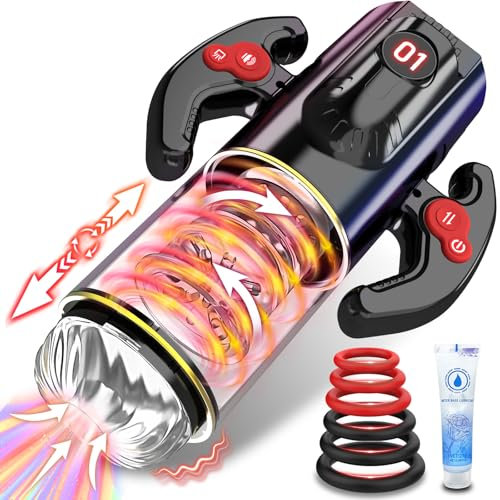 Elektrischer Masturbator Cup Sex Spielzeug für die Männer - Masturbieren für Männer mit 9 Teleskopfunktion & Saugmodi & Rotationsmodi,Taschenmuschi für die Männer Blowjob Penis Vibrator Trainer Sextoy