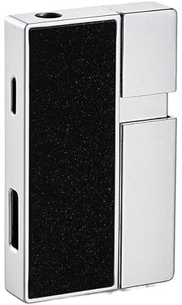 DGHNBMGNG Butanfeuerzeug aus Metall mit sichtbarem Luftfenster, tragbare direkte Blaue Flamme, Winddichte Feuerzeuge, geeignet for Kerzen (Brennstoff Nicht im Lieferumfang enthalten)(Black)