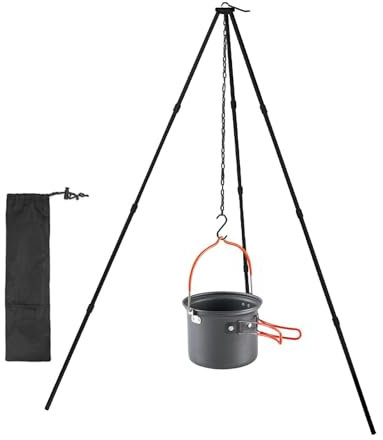 Tripod for Campfire Cooking Adjustable Suspension Chain Foldable