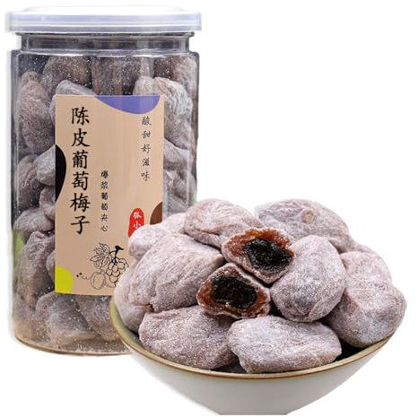 BaiLiSnacky Prugne Secche 250g Prugne Secche Ripiene All'Uva Con Aroma Di Buccia Di Mandarino - Agrodolce Gustoso E Intenso, Prodotto Orientale