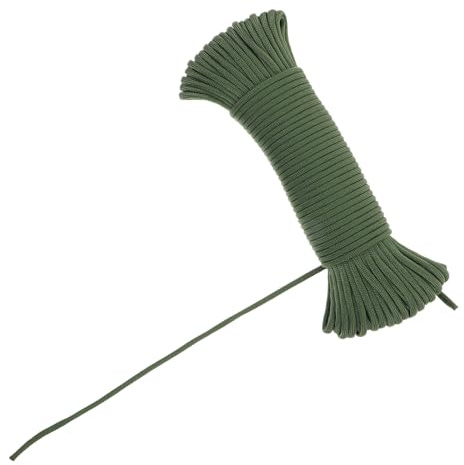 POPETPOP Cuerda de Paracaídas Trenzada Multiusos de 31 M Resistente Secado Rápido Color Verde Militar Cuerda para Acampar Senderismo y Actividades al Aire Libre