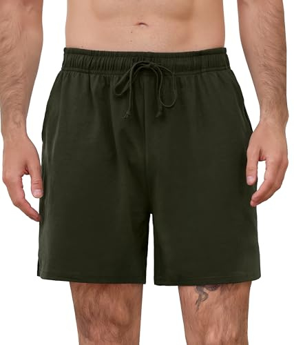 Wikoan Short Pyjama Homme Bas de Pyjama Homme Coton Pantalon de Pyjamas Court Doux Décontracté Uni Short de Nuit et Poches Pyjamas Shorts Été S-XXL