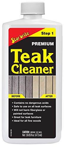 STAR BRITE Premium Teak Cleaner - Restore, Renew & Refresh Old Weathered Gray Teak Furniture & Other Fine Woods - Step 1-16 OZ (081416)
