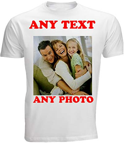 4sold Personalised T Shirt UK Unisex Cotton Tee with Any Photo or Text Design Your Own Funny Gift for Men Women Kids Birthday, Christmas, Events White