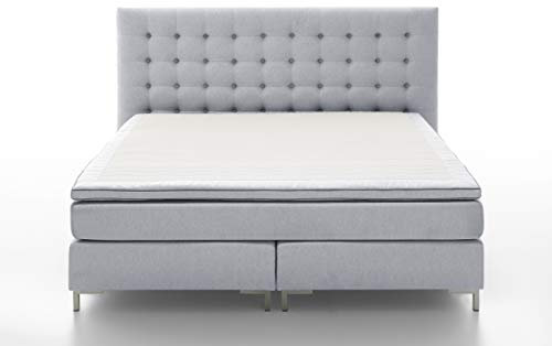 Atlantic Home Collection Boxspringbett ANNI, 180x200 cm, inklusive Topper (Härtegrad H3), hellgrau