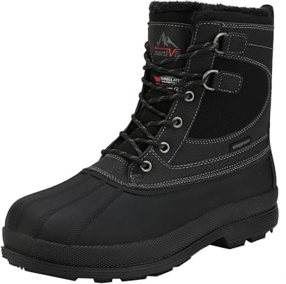 NORTIV 8 Stivali Uomo da Neve Invernali Foderato Pelliccia Caldo Stivaletti Classici Antiscivolo Comod All'aperto Stivali Uomo,Size 42,Nero,Avenue
