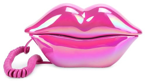 Dpofirs Telefono alla moda per labbra, placcatura rosso rosa floccaggio telefono domestico sexy retrò, telefono fisso con filo in bocca per di decorazione ragazze