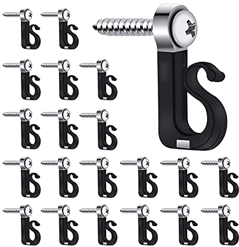 HuyxyTec Q-Hanger Screw Hooks, 20 Pack Outdoor Indoor Light Holder with Drill Bit Q-Hanger Hooks for Easy Release LED Light String