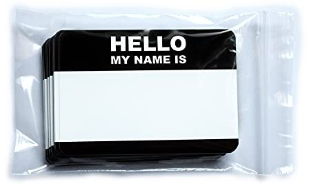 Hello my name is ... vinyl klistermärkespaket väderbeständigt/svart! Dekalförpackning som mäter 10,5 x 7,4 cm. Billiga namnskyltar!