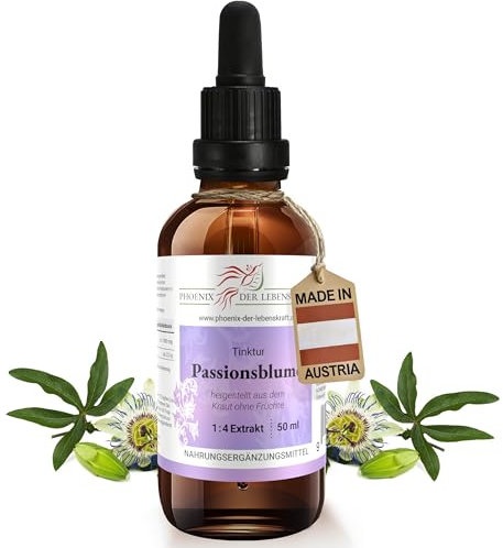Passionsblume Tinktur 50ml | Passiflora incarnata Tropfen (1:4 Extrakt) | Premium Qualität aus Österreich | Veganes Nahrungsergänzungsmittel | Passion Flower, Maypop, Granadilla, Maracuja