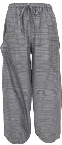 GURU SHOP Leichte Yogahose, Tai Chi Hose, Goa Hose, Freizeithose - Grau, Herren, Baumwolle