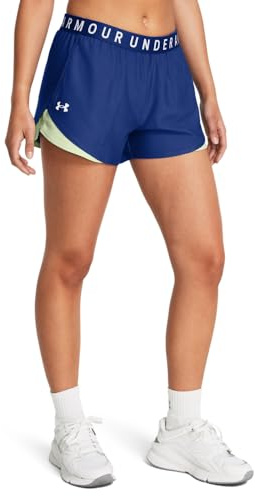 Under Armour Women's Play Up 3.0 Shorts, (432) Tech Blue/Retro Green/White, X-Large